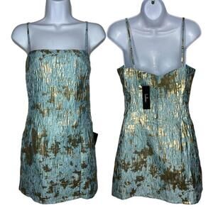 NWT Lulu's Women's Sz M Blue Hoco Mini Dress w/ Metallic Detail (1583)